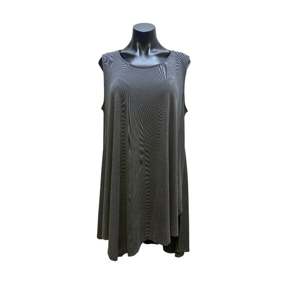Alembika Black & White Striped Sleeveless Tunic Blouse w/front pocket - Picture 1 of 10